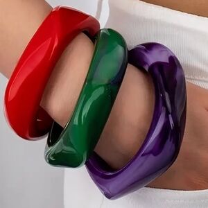 Vibrant Red, Green, and Purple Women's Bracelet Set